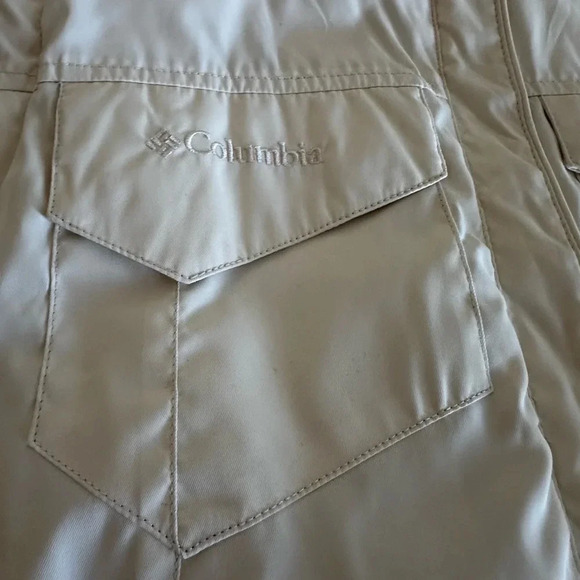 Columbia Down Feather Puffer Vest Women's Ivory Zip Pockets Outdoor. Sz: M. - Picture 7 of 13